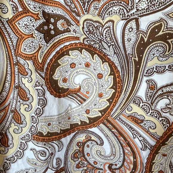 Andrew Carrington White Rust Tan Paisley LS Collared Button Front Shirt Size M - Picture 6 of 12